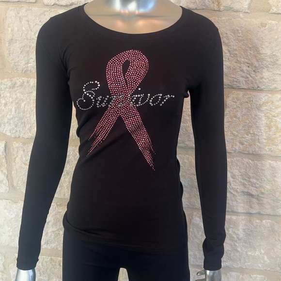 Pink Ribbon Survivor Long Sleeve | Breast Cancer Awareness Shirt - Picture 1 of 2